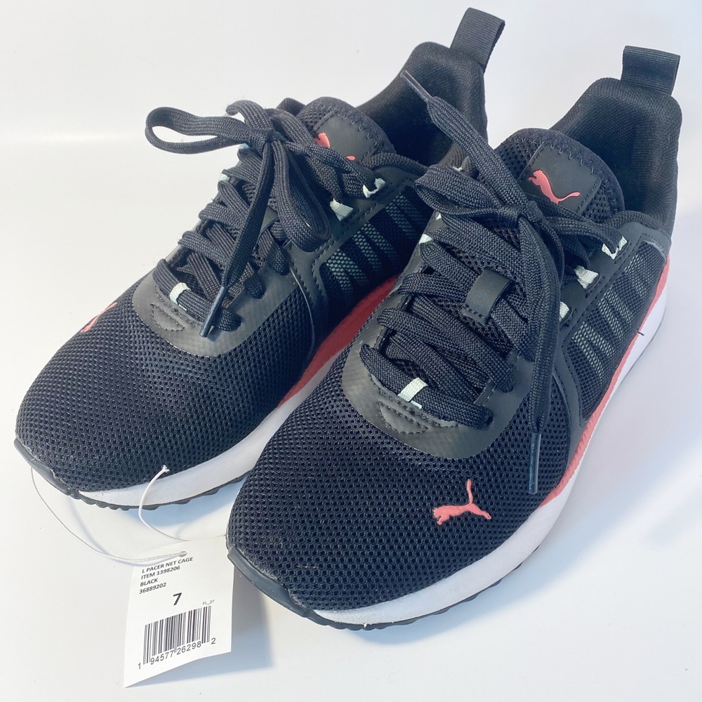 Women’s Puma Pacer Next Cage Sneaker Size 7 Black/Coral